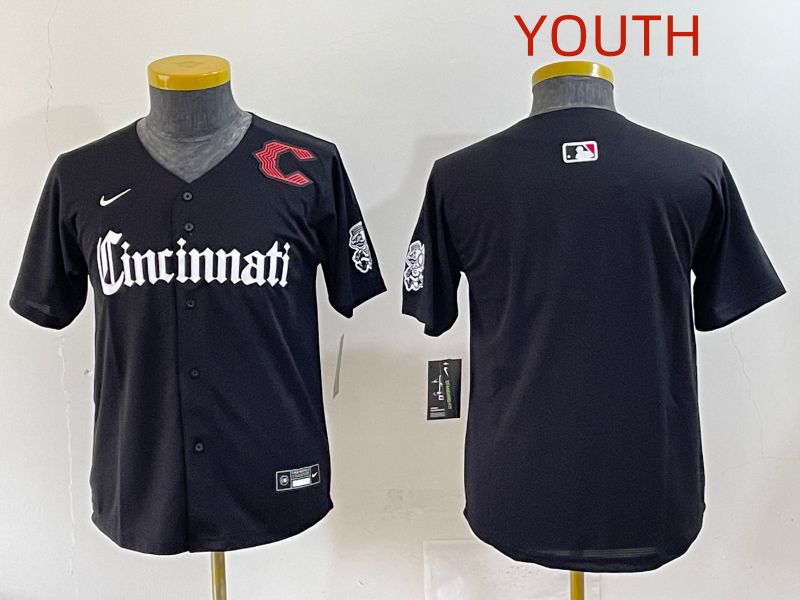 Youth 2025 Cincinnati Reds Blank Black Five generations Joint Name Nike MLB Jersey style 2